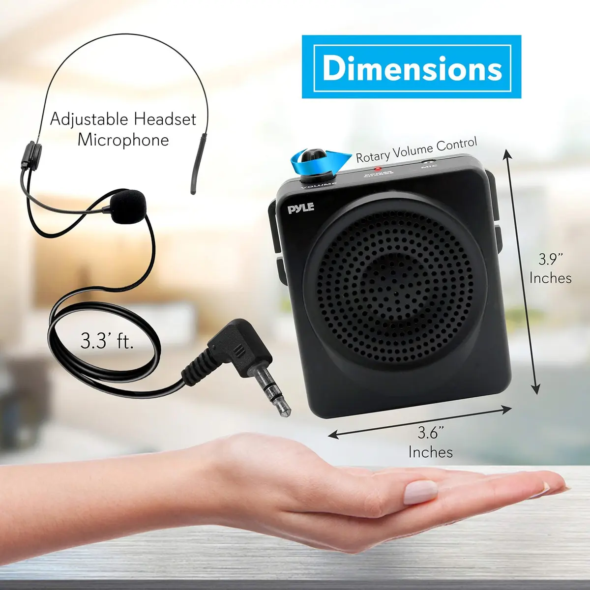 Pyle Portable Voice Amplifier 50W with Headset Mic | Rechargeable Battery, 8+ Hrs Use - view 2