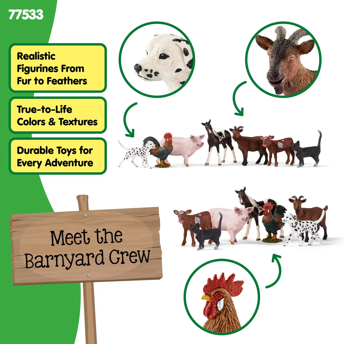 Schleich Farm World 7-Piece Farm Animal Playset 2.27 kg (5 lb) | Realistic Educational Toy Figures for Kids Ages 3+ - view 3