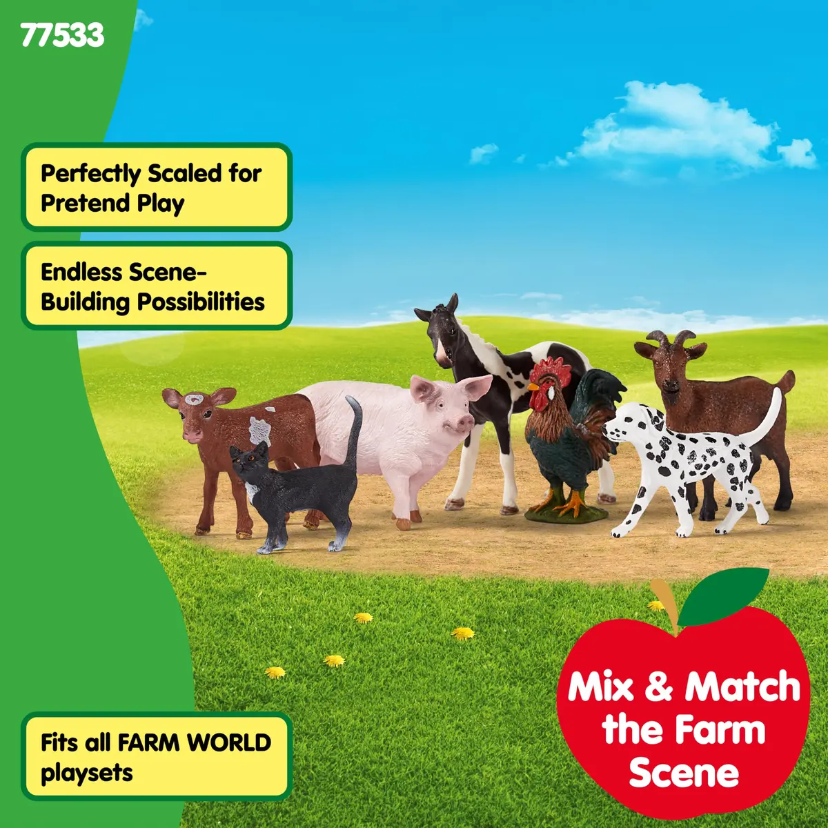 Schleich Farm World 7-Piece Farm Animal Playset 2.27 kg (5 lb) | Realistic Educational Toy Figures for Kids Ages 3+ - view 4