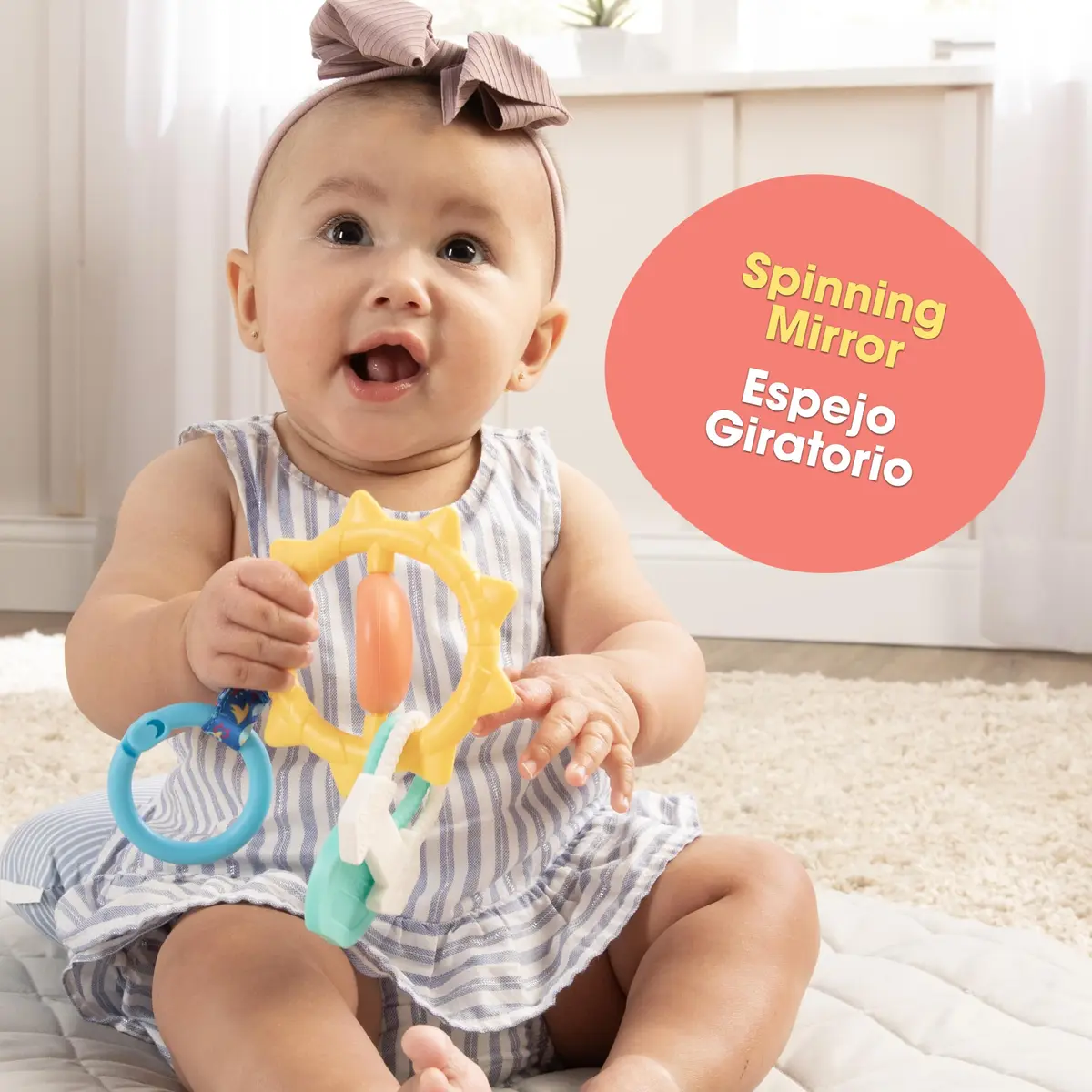 BEBÉ FUERTE Strong & Sunny Clip On Stroller Toy for Infants | Bilingual Developmental Baby Teething Toy - view 4