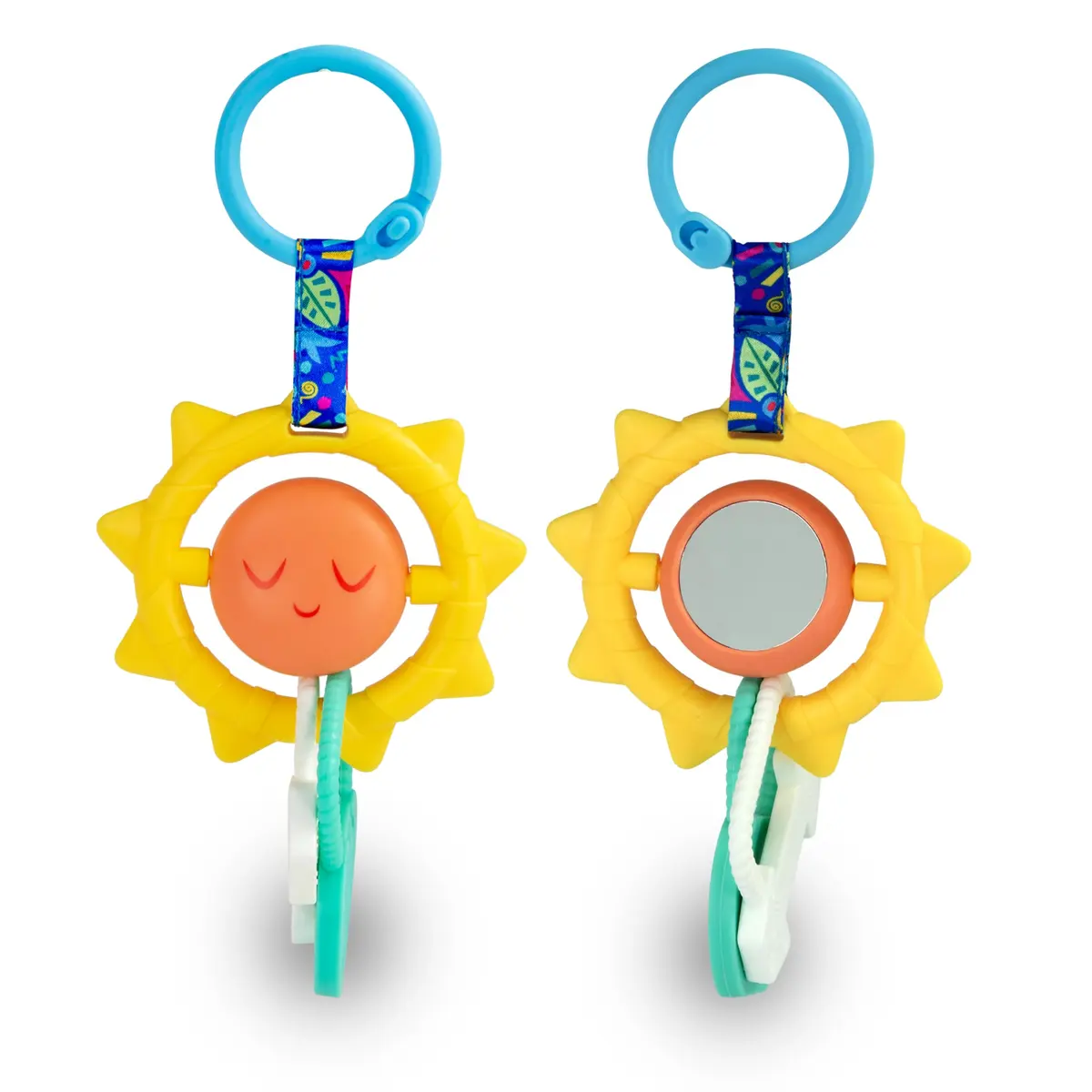 BEBÉ FUERTE Strong & Sunny Clip On Stroller Toy for Infants | Bilingual Developmental Baby Teething Toy - main product image