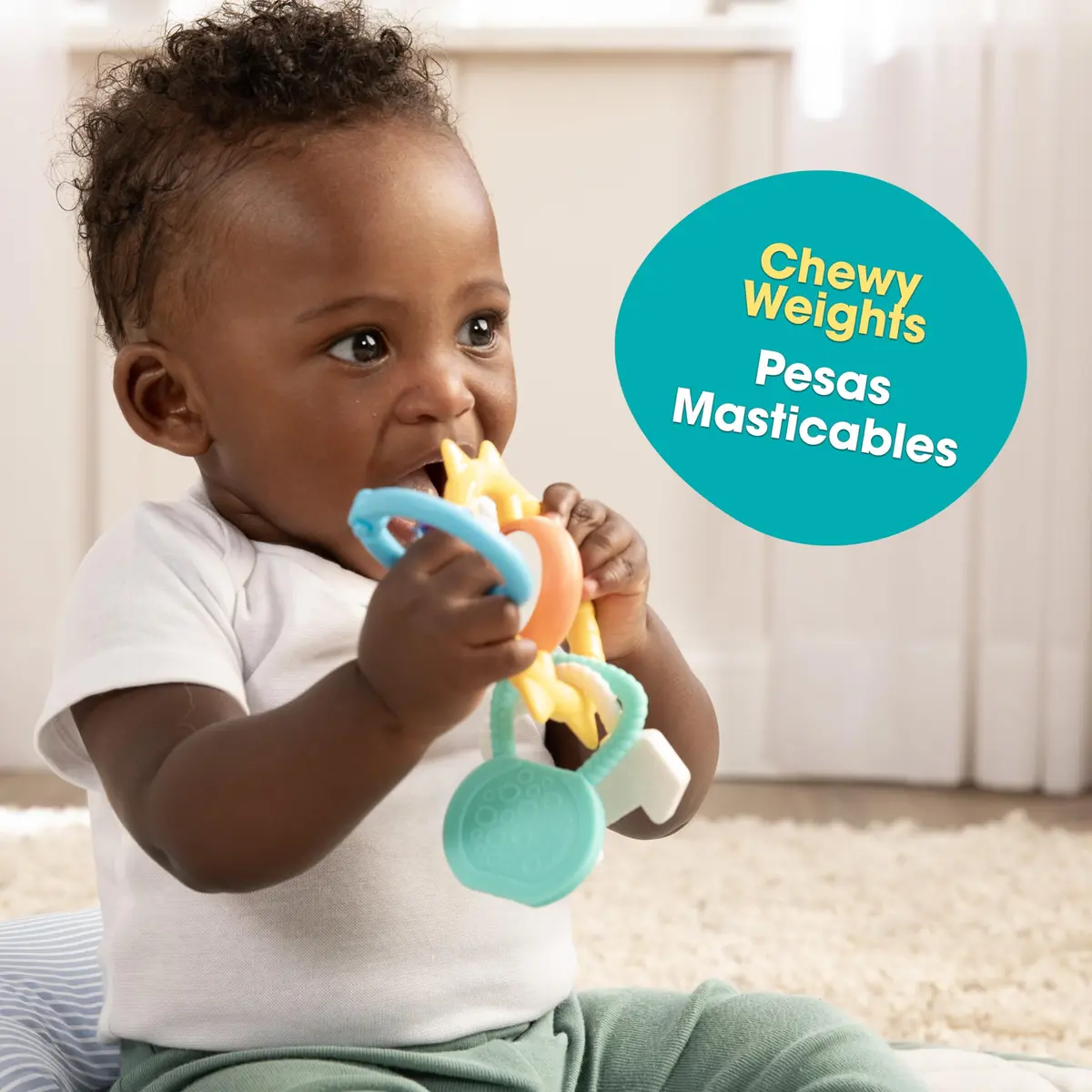 BEBÉ FUERTE Strong & Sunny Clip On Stroller Toy for Infants | Bilingual Developmental Baby Teething Toy - view 3