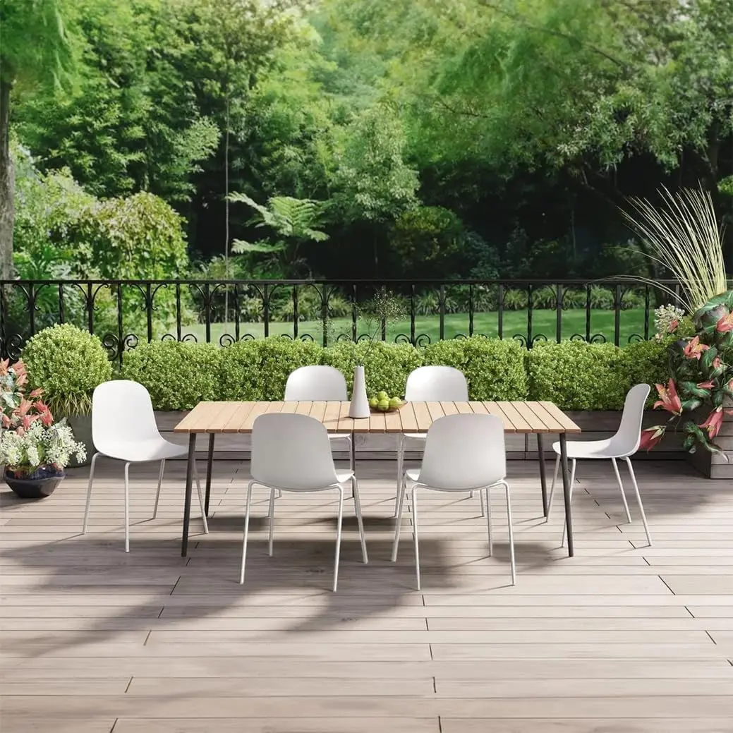 2xhome Modern Stackable Armless Dining Chair | Plastic Shell Seat with Metal Legs | Indoor or Outdoor Use - view 9