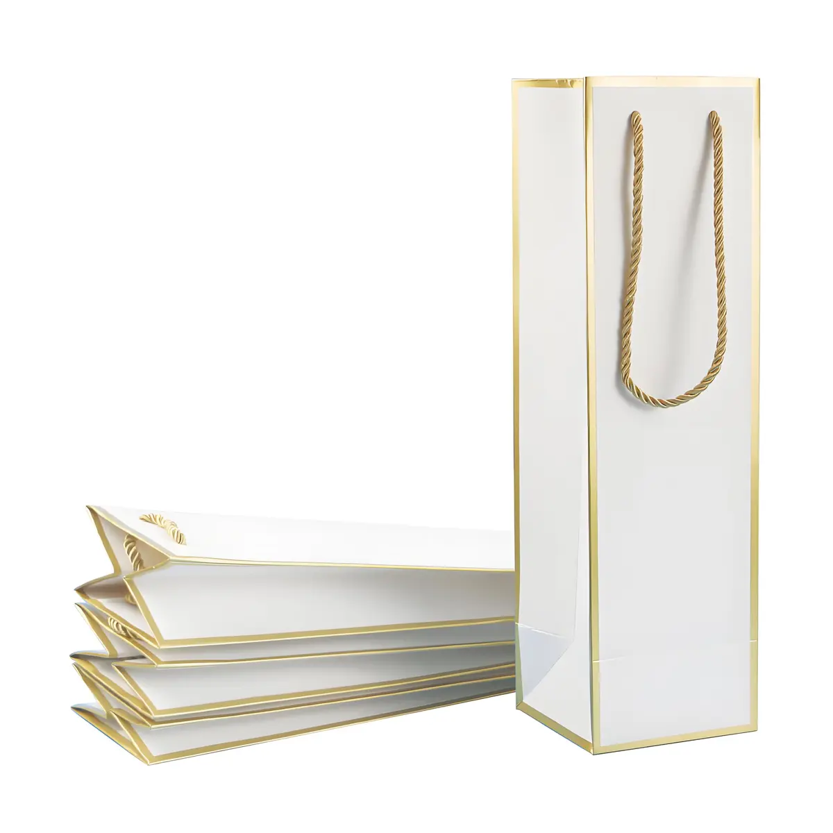 Miraclekoo Gold 4 pcs gift_wrap | Luxury gift bags for wine bottles, 4"x4"x13.8" with handles - main product image
