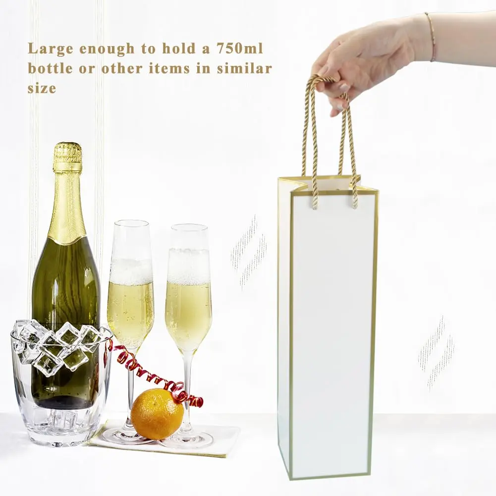 Miraclekoo Gold 4 pcs gift_wrap | Luxury gift bags for wine bottles, 4"x4"x13.8" with handles - view 4