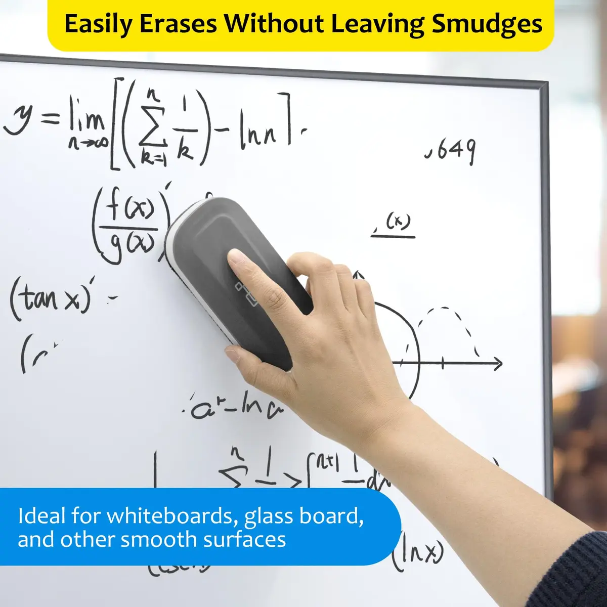 maxtek Magnetic Dry Erase Eraser 2-Pack | Gray, 12.7 cm (5 Inch) Length - view 4
