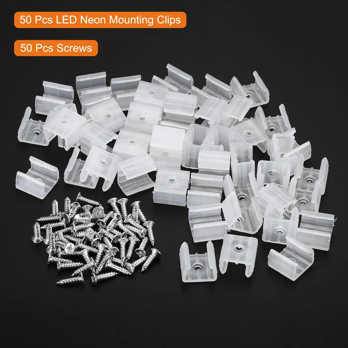 MECCANIXITY Waterproof LED Strip Mounting Clips Fit 10-12mm Strip | Translucent Polypropylene, 50pcs - view 3