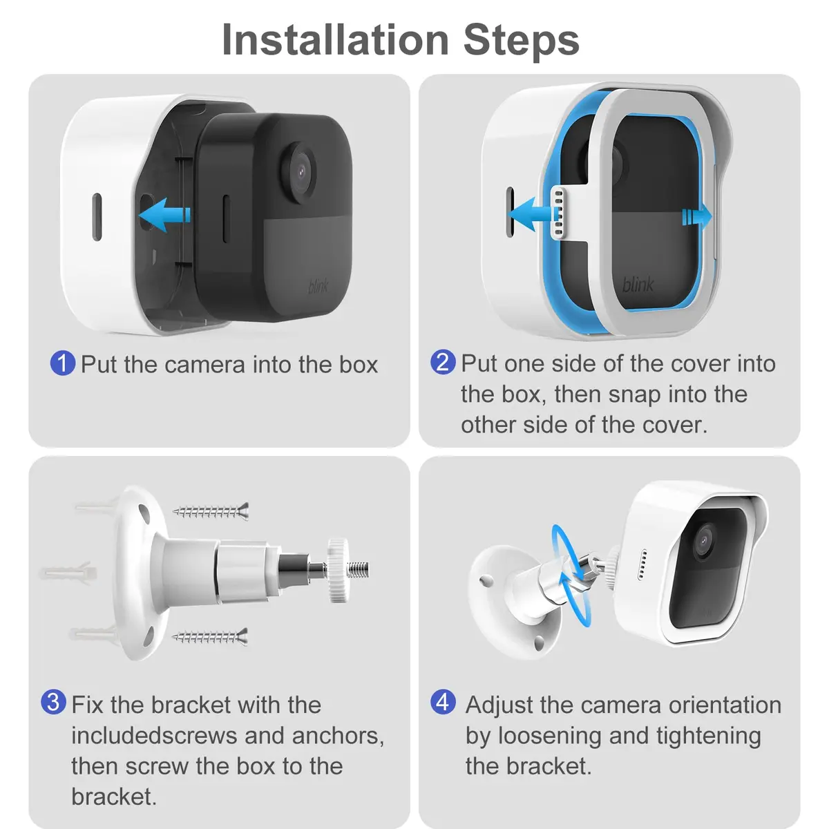 Pefecon White Mount Bracket for Blink Outdoor Cameras | 360° Adjustable, Weatherproof, Easy Install - view 8