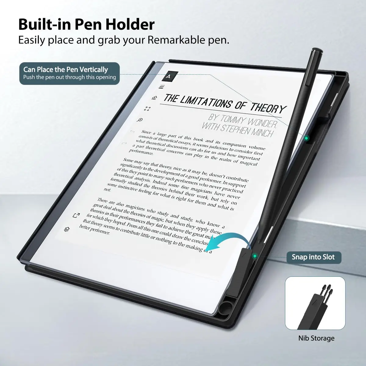 TiMOVO Black Case for Remarkable 2 10.3" (26.16 cm) with Pen Slot | Protective Folio Cover for 2020 Tablet - view 3