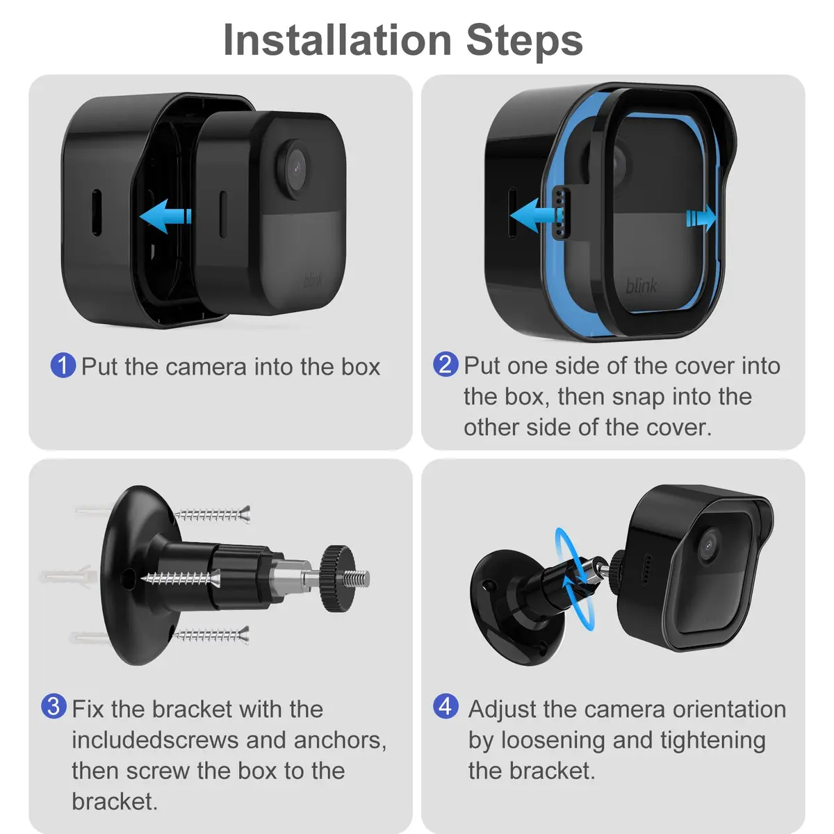 Pefecon Blink Outdoor Camera Mount, 2-Pack Black | 360° Swivel & 90° Tilt for Blink Outdoor 4/2K+/3rd Gen - view 9