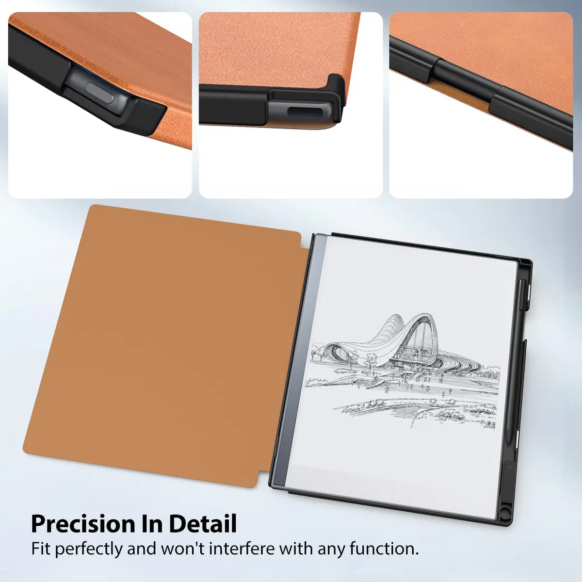 TiMOVO Case for Remarkable 2 10.3" 2020 with Pen Slot, Brown | Lightweight Hard Back Shell Protective Folio Cover - view 5