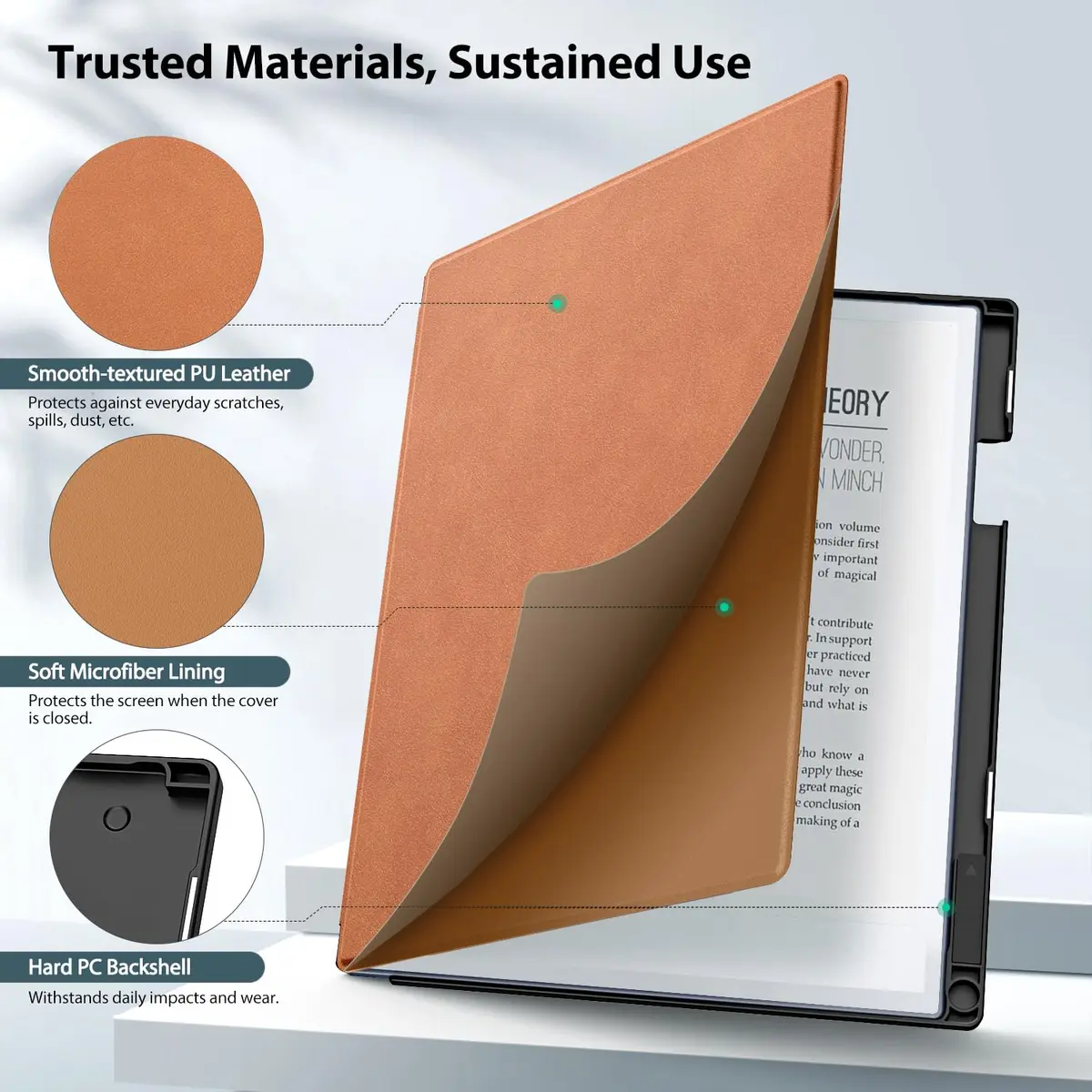 TiMOVO Case for Remarkable 2 10.3" 2020 with Pen Slot, Brown | Lightweight Hard Back Shell Protective Folio Cover - view 2