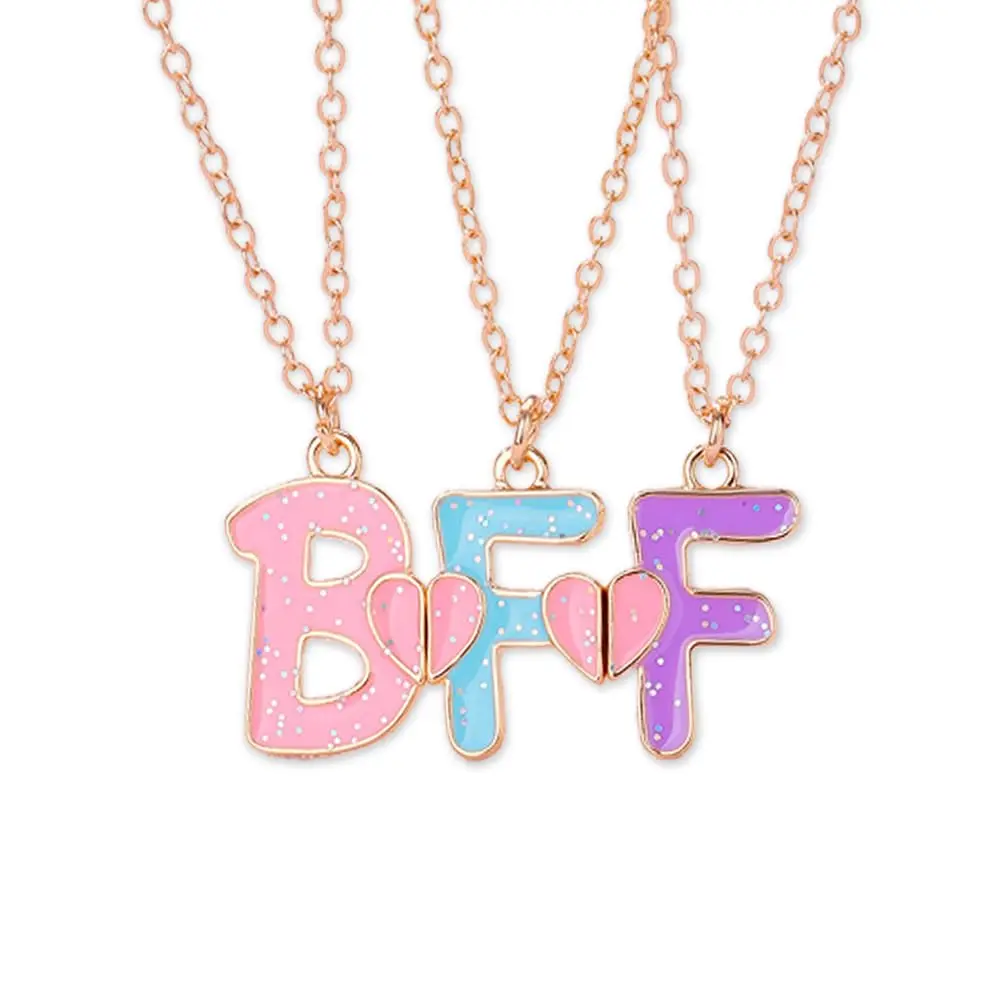 Ancnoz Matching BFF Necklaces for 3 Girls | Friendship Pendant Set in Stainless Steel - main product image