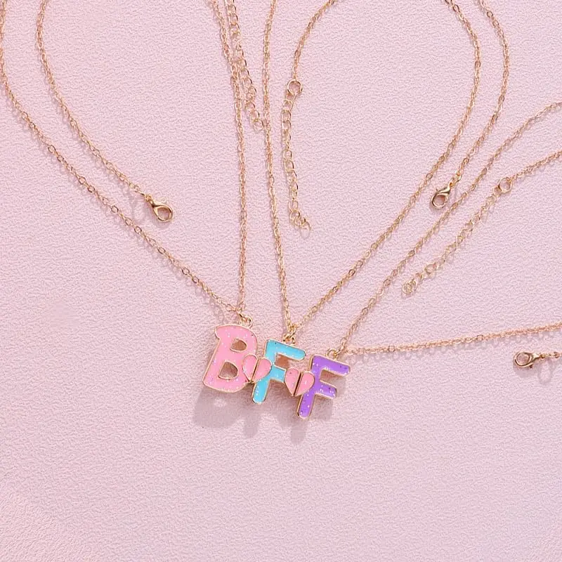 Ancnoz Matching BFF Necklaces for 3 Girls | Friendship Pendant Set in Stainless Steel - view 8