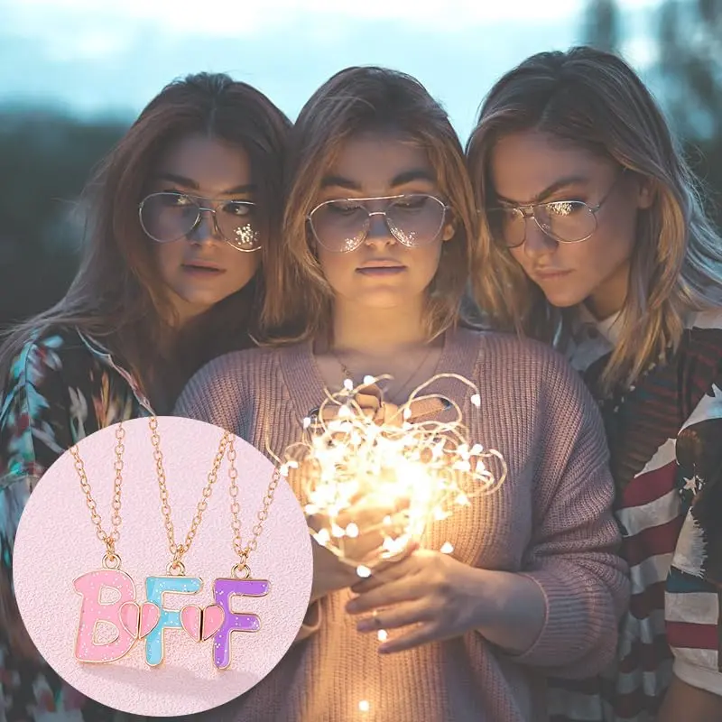 Ancnoz Matching BFF Necklaces for 3 Girls | Friendship Pendant Set in Stainless Steel - view 9