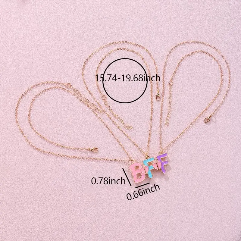 Ancnoz Matching BFF Necklaces for 3 Girls | Friendship Pendant Set in Stainless Steel - view 11
