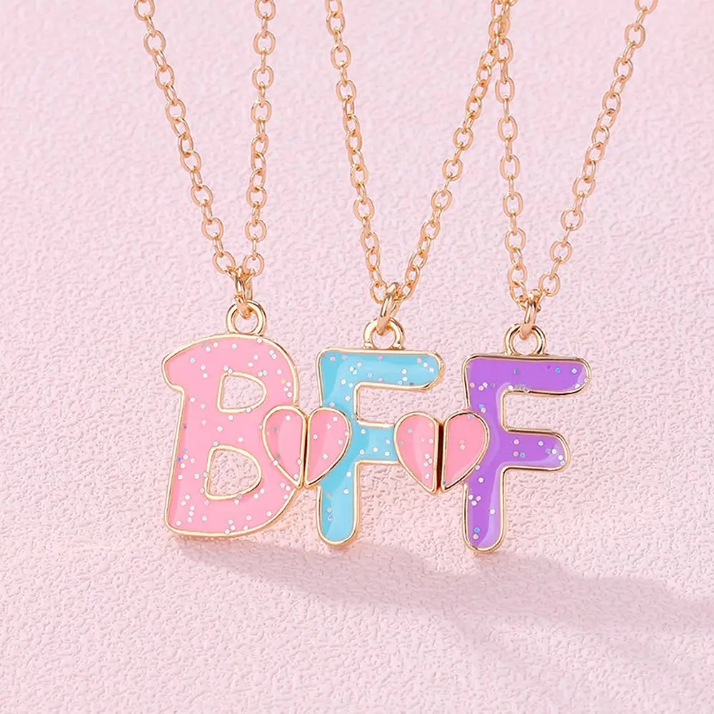 Ancnoz Matching BFF Necklaces for 3 Girls | Friendship Pendant Set in Stainless Steel - view 4