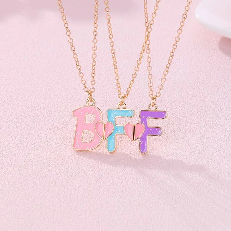 Ancnoz Matching BFF Necklaces for 3 Girls | Friendship Pendant Set in Stainless Steel - view 6