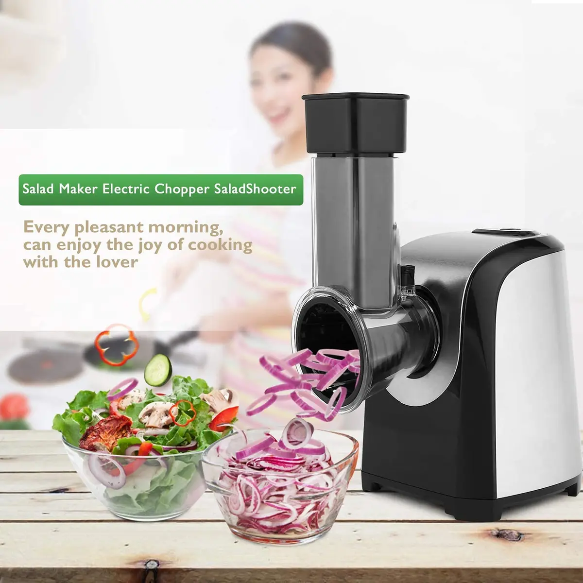 Nictemaw Electric Cheese Grater with 5 Stainless Steel Blades | 150W Kitchen Tool for Cheese, Vegetables & Fruits - view 8