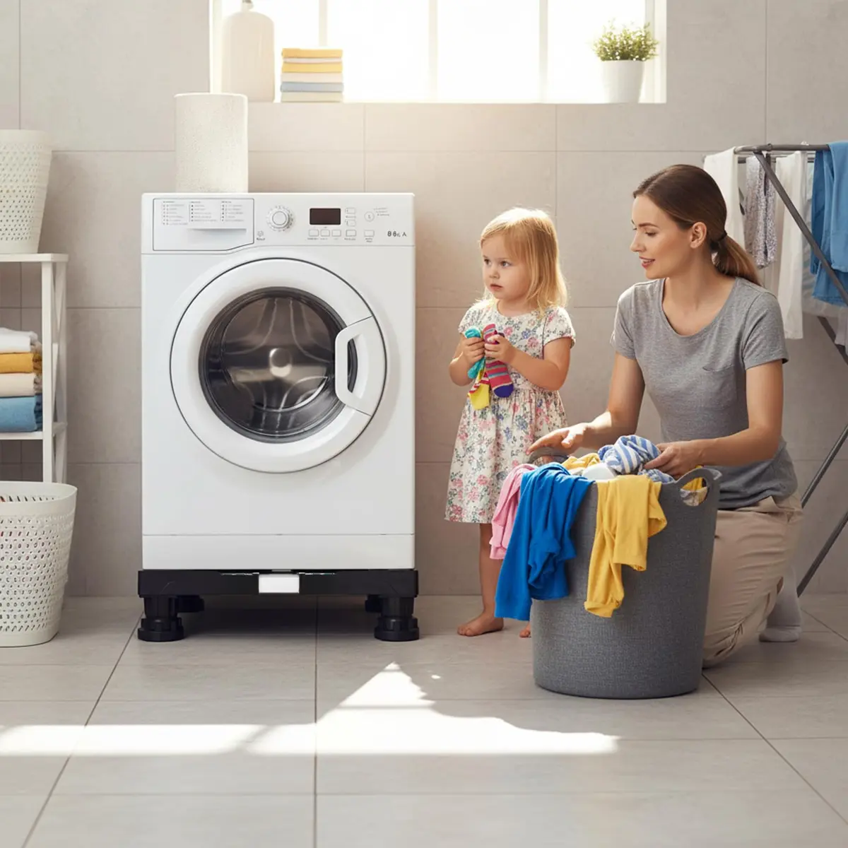 Hacaroa Mini Fridge Stand with 4 Strong Feet | Adjustable Small Appliance Base for Washer & Dryer, Black - view 6