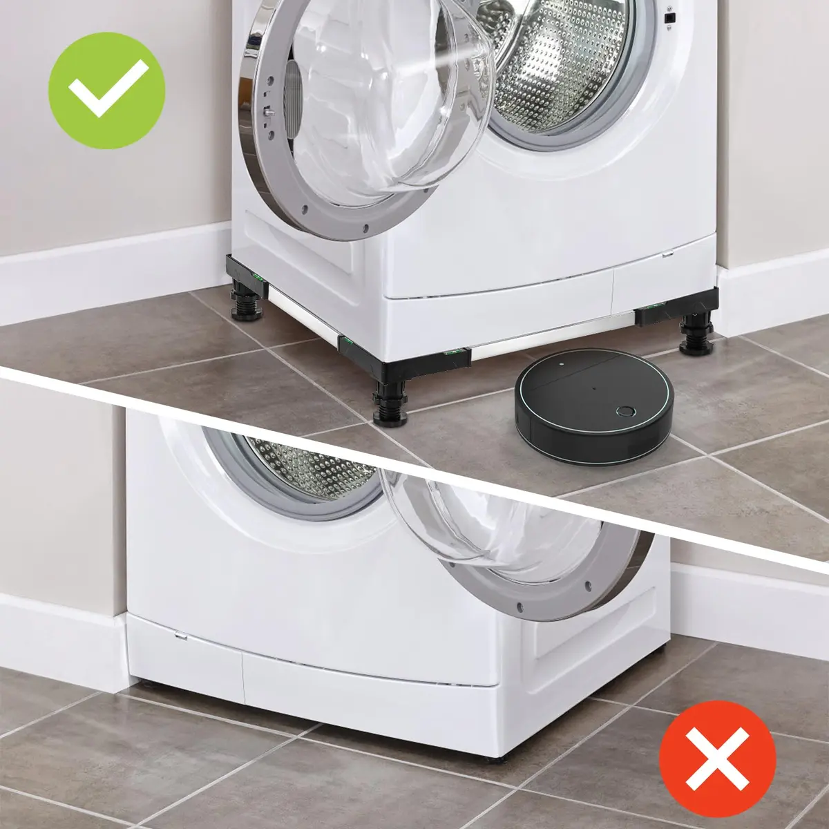 Hacaroa Mini Fridge Stand with 4 Strong Feet | Adjustable Small Appliance Base for Washer & Dryer, Black - view 8
