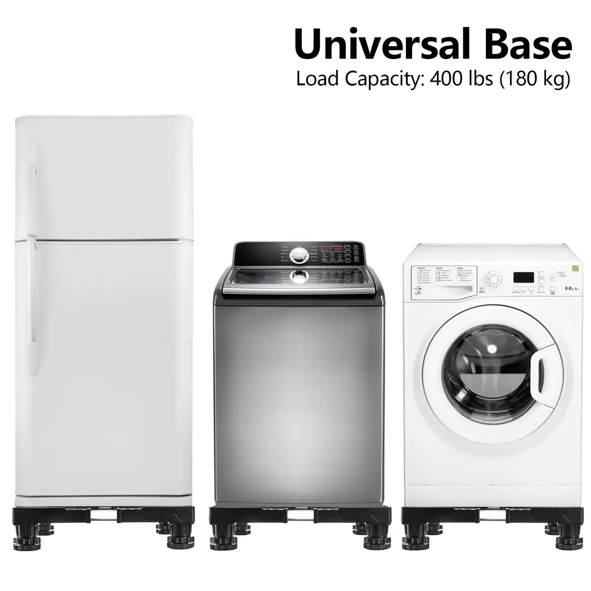 Hacaroa Mini Fridge Stand with 4 Strong Feet | Adjustable Small Appliance Base for Washer & Dryer, Black - view 3