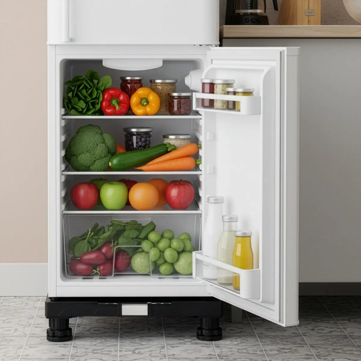 Hacaroa Mini Fridge Stand with 4 Strong Feet | Adjustable Small Appliance Base for Washer & Dryer, Black - view 4