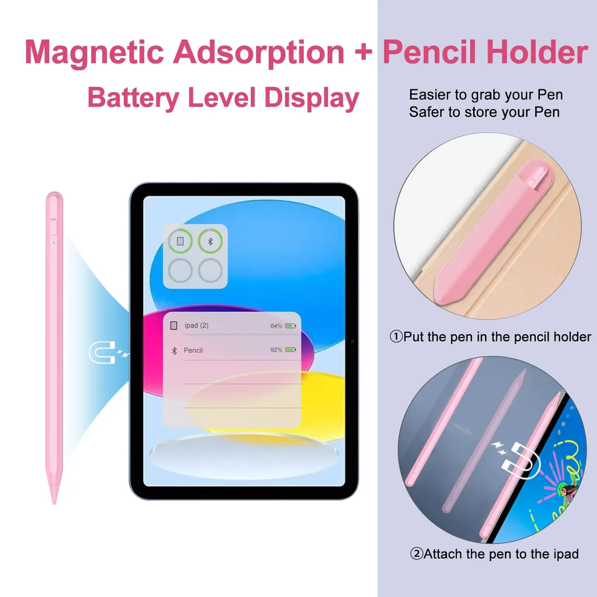 JvKzaen Stylus Pen for iPad 2018-2026 | Palm Rejection, Apple Pencil Compatible, 0.9mm Tip, Type-C Charging - view 5