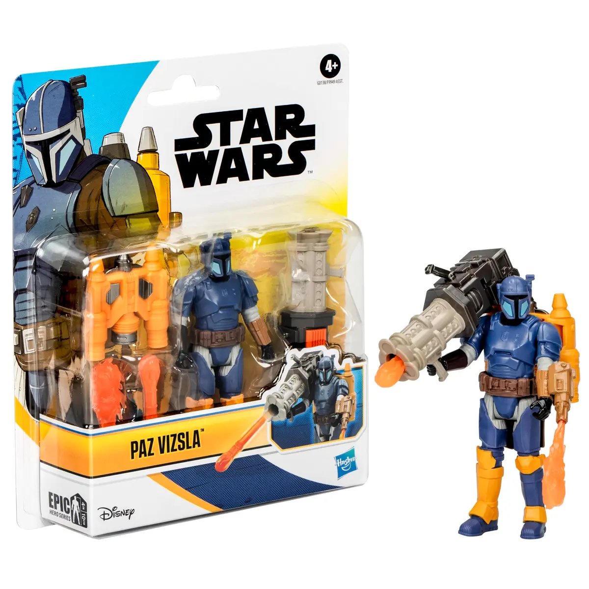 STAR WARS Epic Hero Series Paz Vizsla 4-Inch Action Figure with 4 Accessories | Poseable Play for Kids 4+ - view 3