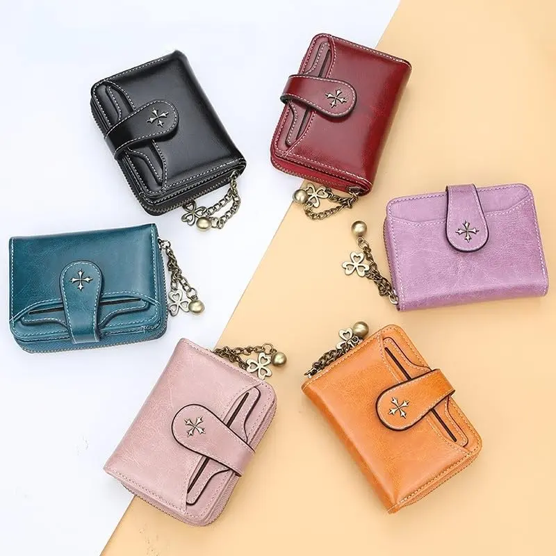 GGOOB Small Wallet for Women Zip Bifold Vintage Wallet Blue | Compact & Roomy - view 6