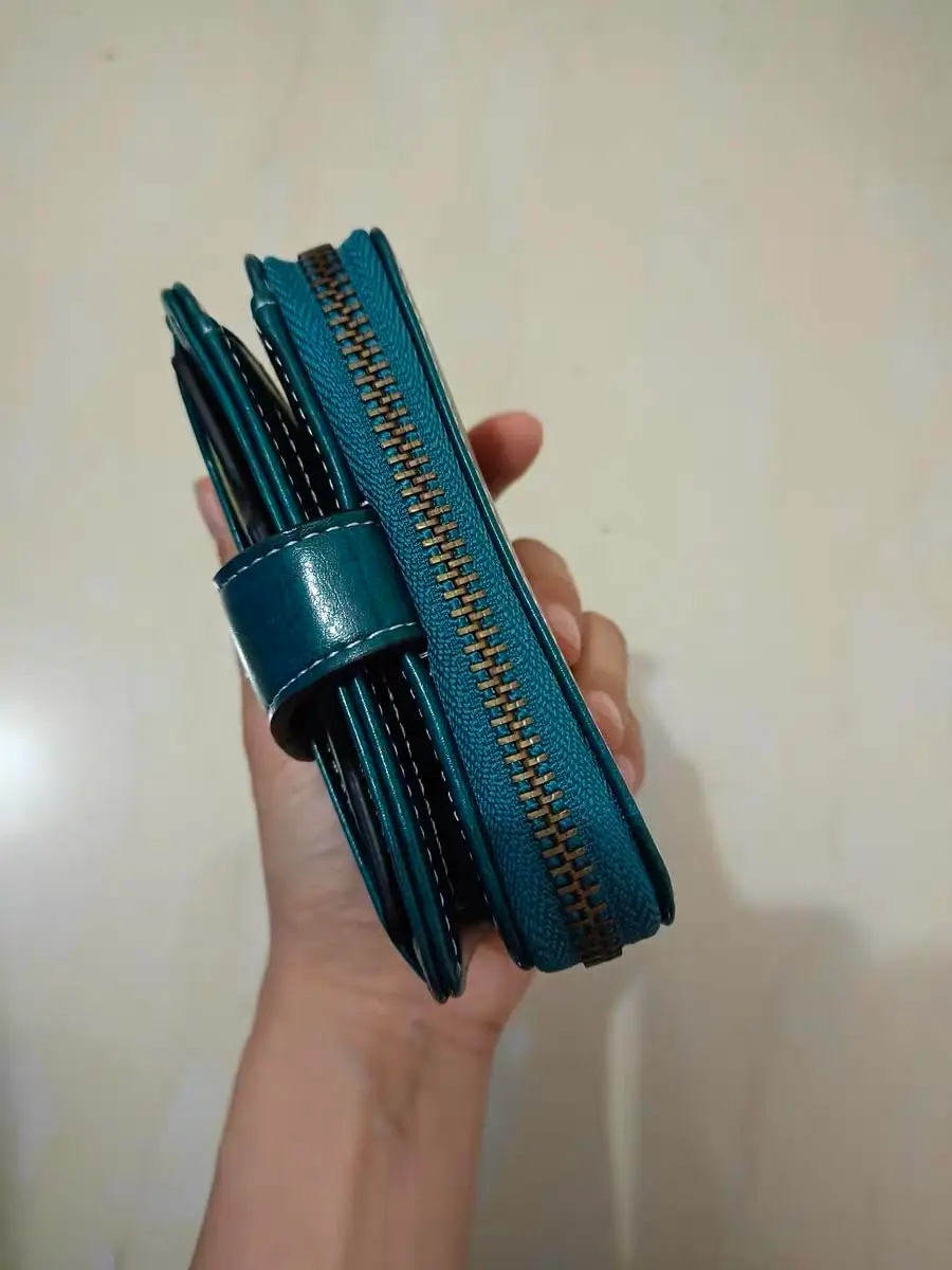 GGOOB Small Wallet for Women Zip Bifold Vintage Wallet Blue | Compact & Roomy - view 4