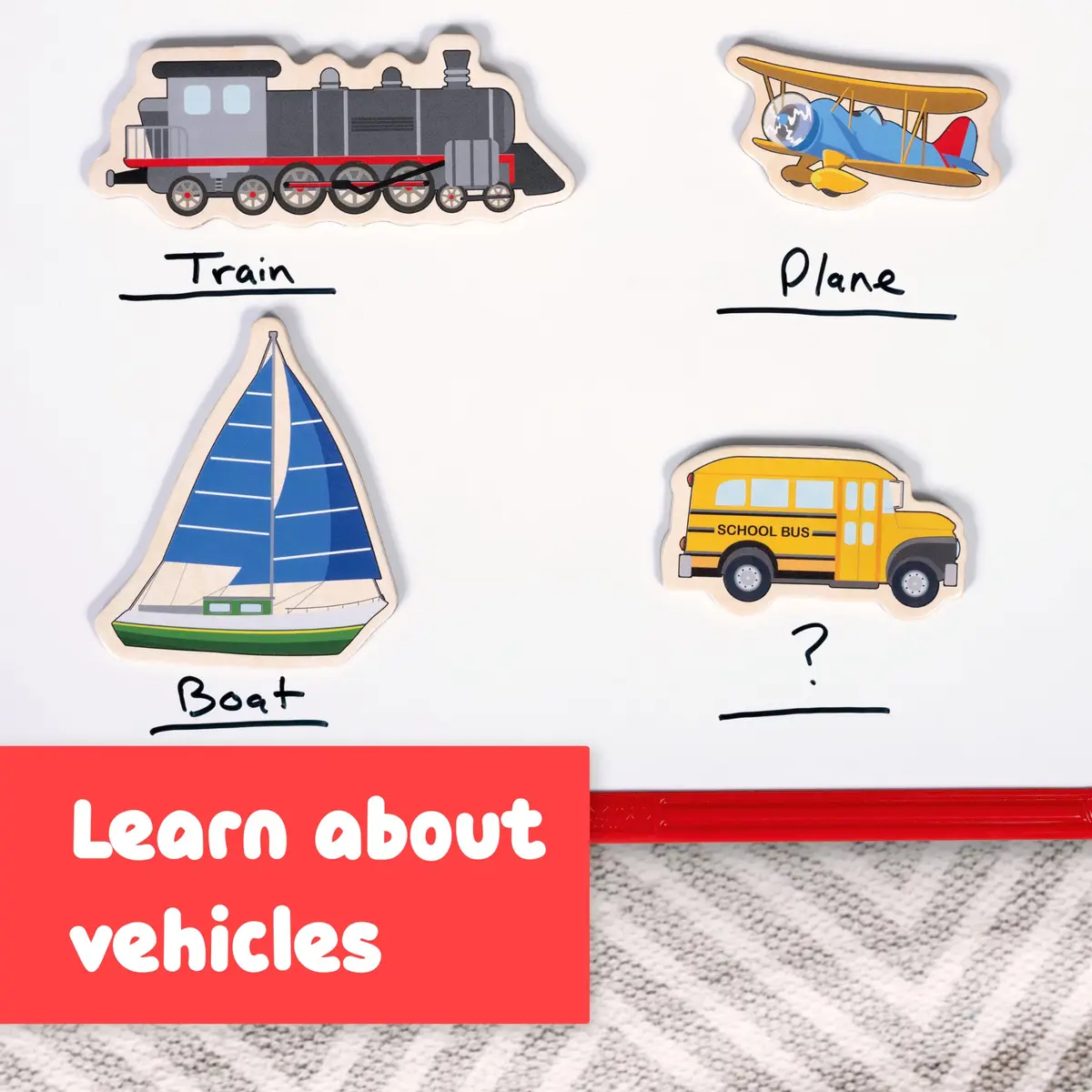 Spark & Wow Wooden Magnets, Transport | 20 Colorful Transportation Shapes for Kids - view 6