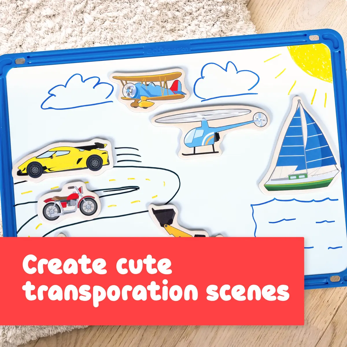 Spark & Wow Wooden Magnets, Transport | 20 Colorful Transportation Shapes for Kids - view 4