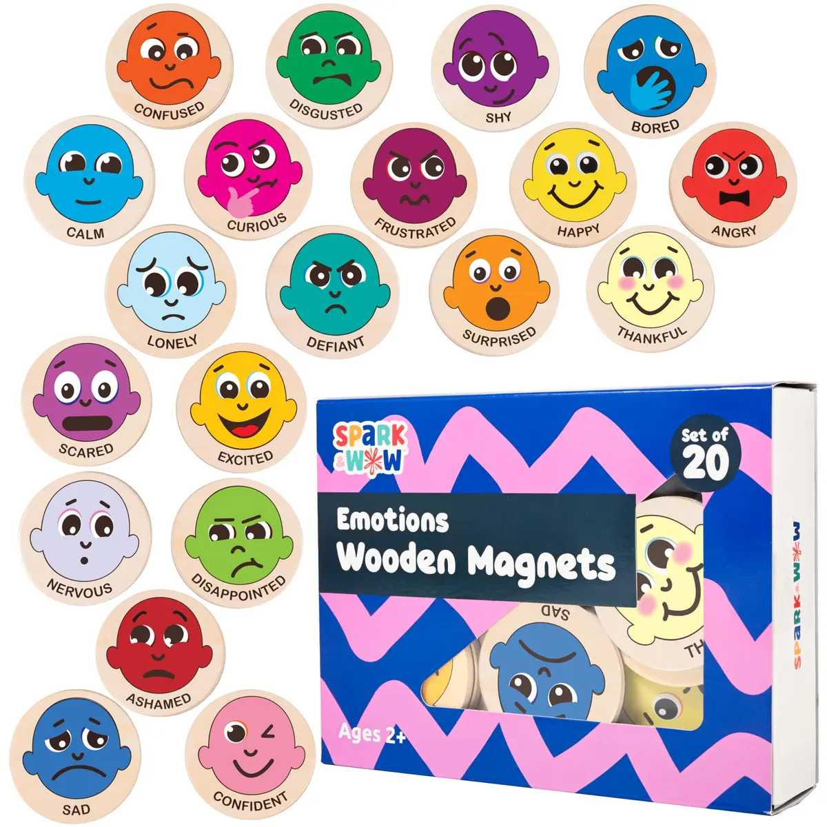 Spark & Wow Wooden Magnets, Emotions, Magnets for Kids 2+ | Social-Emotional Play - main product image