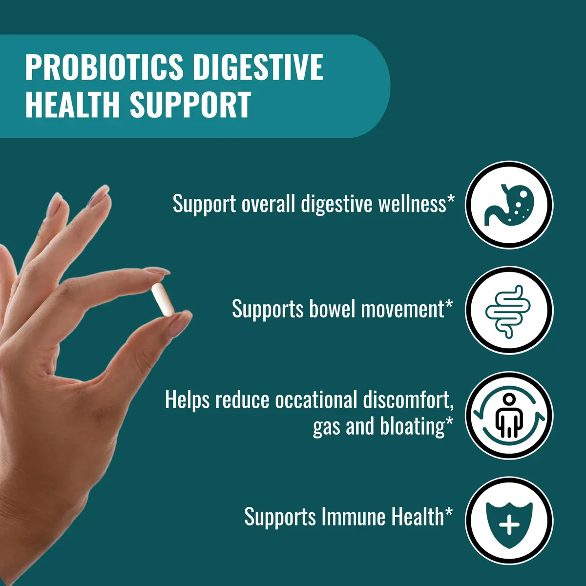 UpNourish Probiotics 200B CFUs | Vegan Capsules for Digestive Health Support - view 3