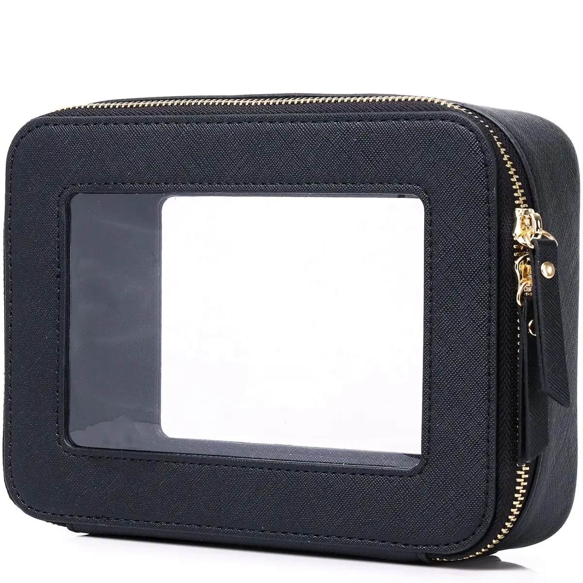 Pinkmik D/Black Medium Clear Makeup Bag | TSA Approved Travel Cosmetic Case - main product image