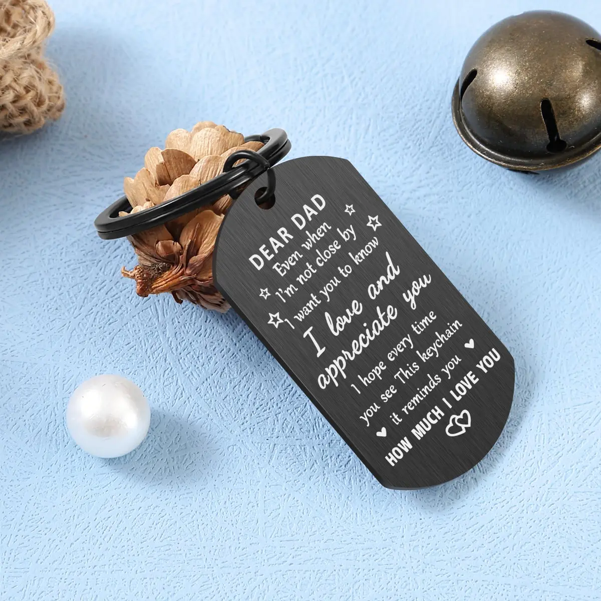 Keniot Father’s Day Gifts Dad Keychain | Double Side Remember I Love You Dad (70-120 chars) - view 4