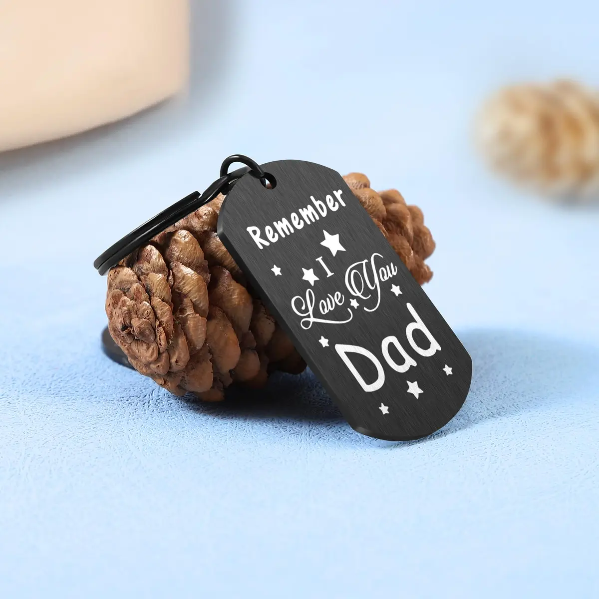 Keniot Father’s Day Gifts Dad Keychain | Double Side Remember I Love You Dad (70-120 chars) - view 5