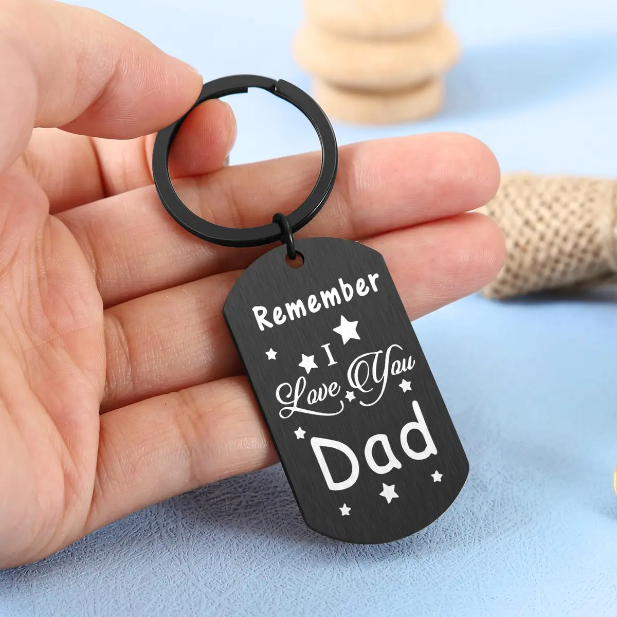 Keniot Father’s Day Gifts Dad Keychain | Double Side Remember I Love You Dad (70-120 chars) - view 6