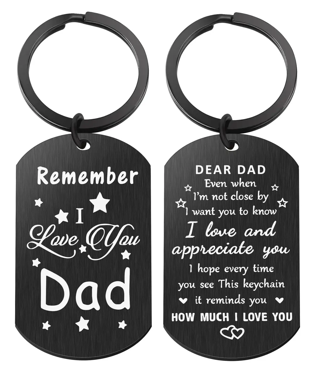 Keniot Father’s Day Gifts Dad Keychain | Double Side Remember I Love You Dad (70-120 chars) - main product image