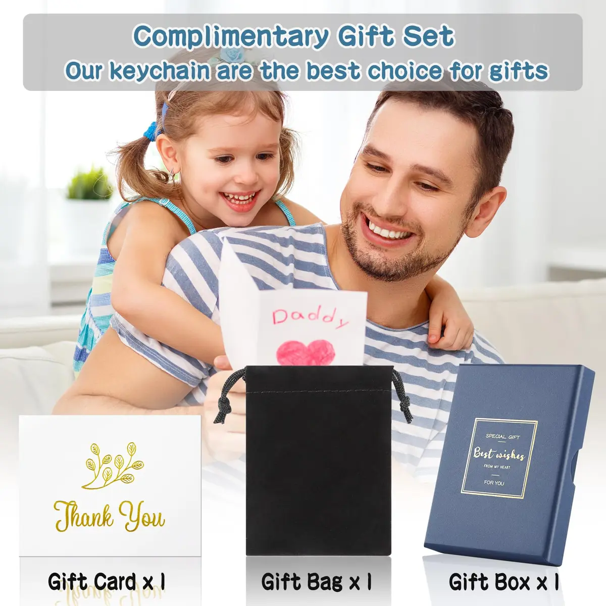 Keniot Father’s Day Gifts Dad Keychain | Double Side Remember I Love You Dad (70-120 chars) - view 7