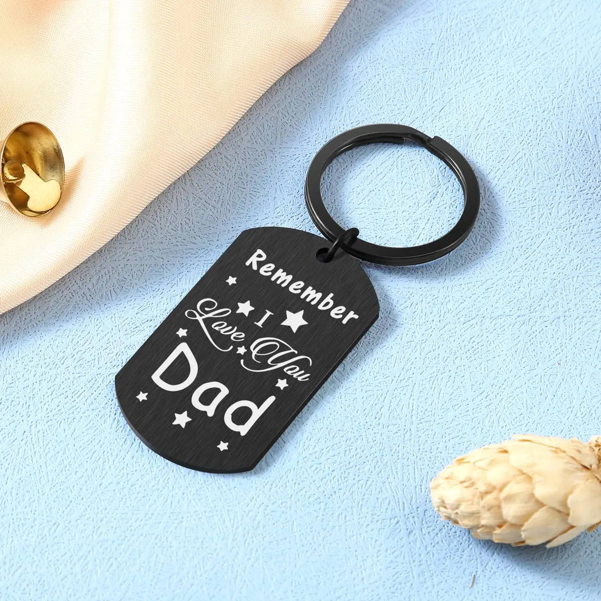 Keniot Father’s Day Gifts Dad Keychain | Double Side Remember I Love You Dad (70-120 chars) - view 3