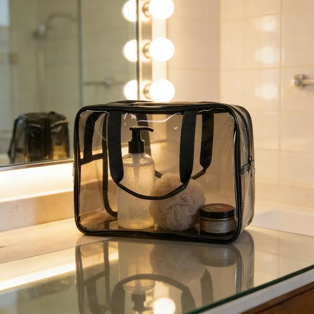 ONEART Gray Clear PVC Travel Toiletry Bag 30cm (11.81 x 5.12 x 8.26 inches) | Waterproof & Stadium Approved - view 6