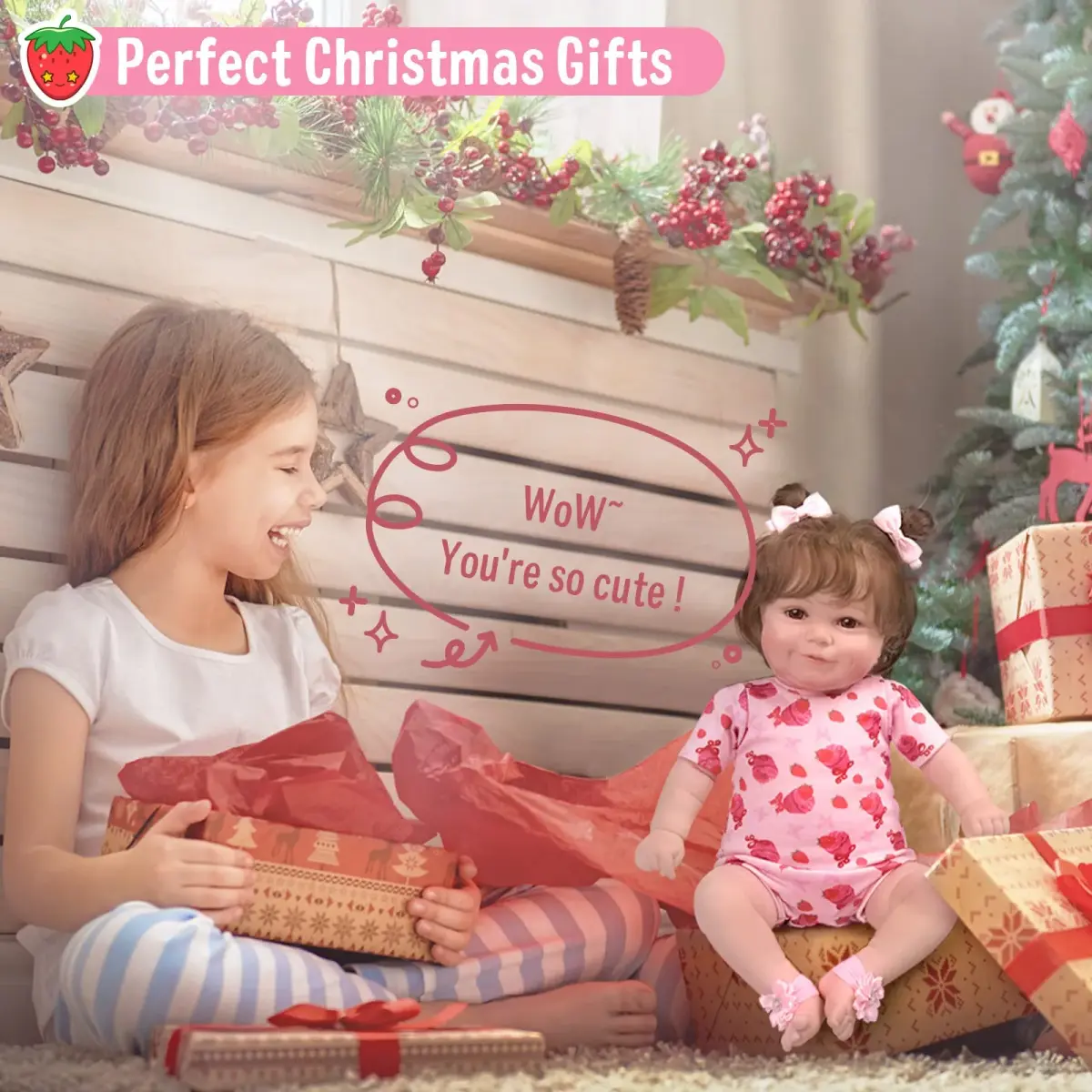 JIZHI 20-inch Reborn Baby Doll, Peach Pink | Realistic Lifelike Baby Girl Doll with Wavy Brown Hair, ASTM F963 & CPC Certified - view 6