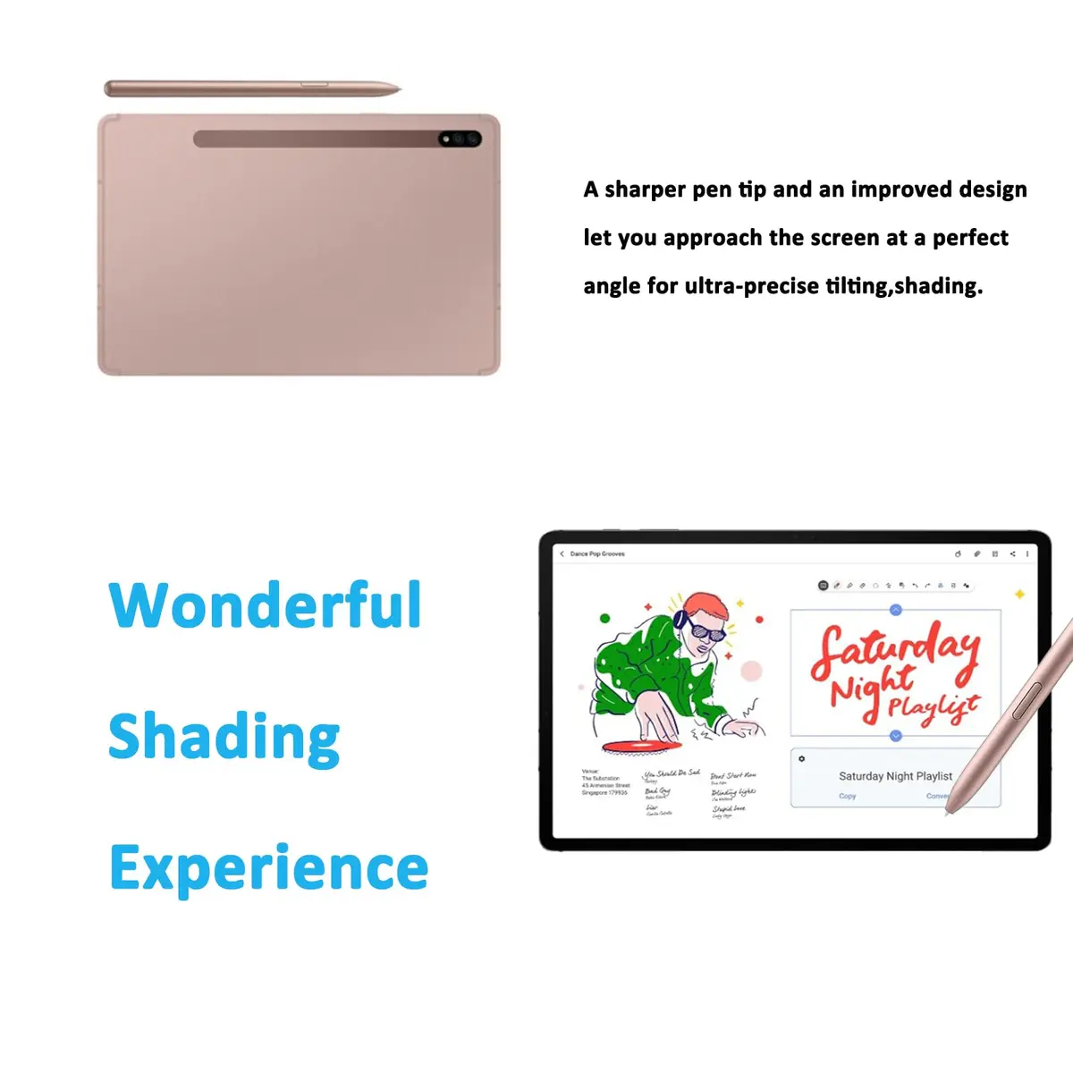 CaoXiong Galaxy Tab S7 Pen Gold | 4096 Pressure Levels, Natural Feel (70-120 chars) - view 4