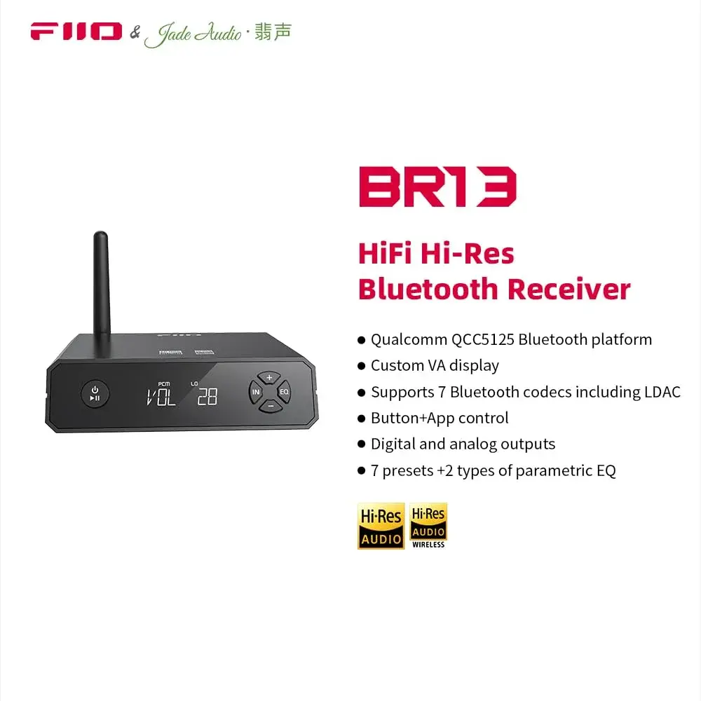 FiiO BR13 HiFi Bluetooth 5.1 Receiver with USB DAC, LDAC/aptX Low Latency, OLED Display & RCA Optical Coaxial Output | Upgrade Your Old Stereo System - view 3