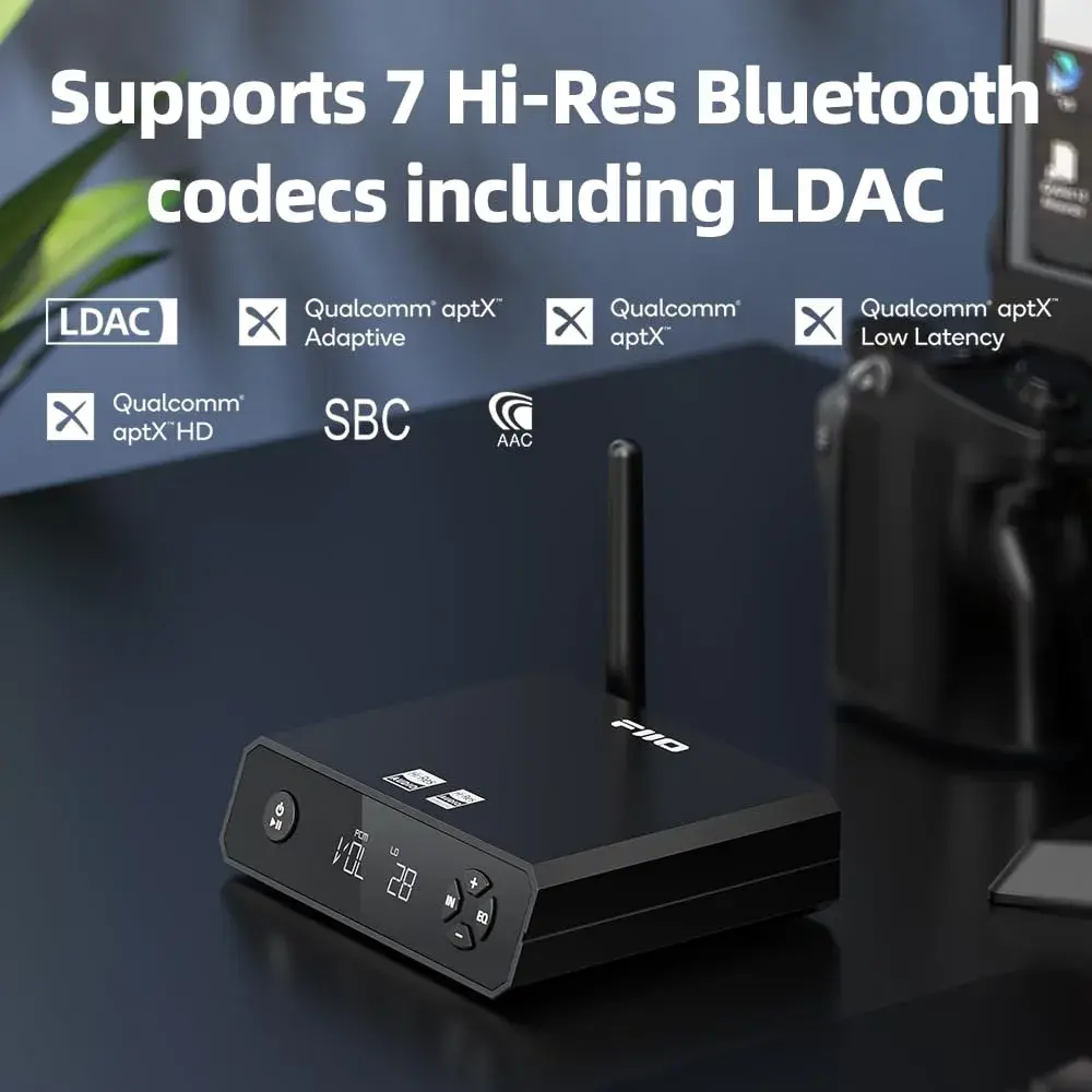 FiiO BR13 HiFi Bluetooth 5.1 Receiver with USB DAC, LDAC/aptX Low Latency, OLED Display & RCA Optical Coaxial Output | Upgrade Your Old Stereo System - view 4