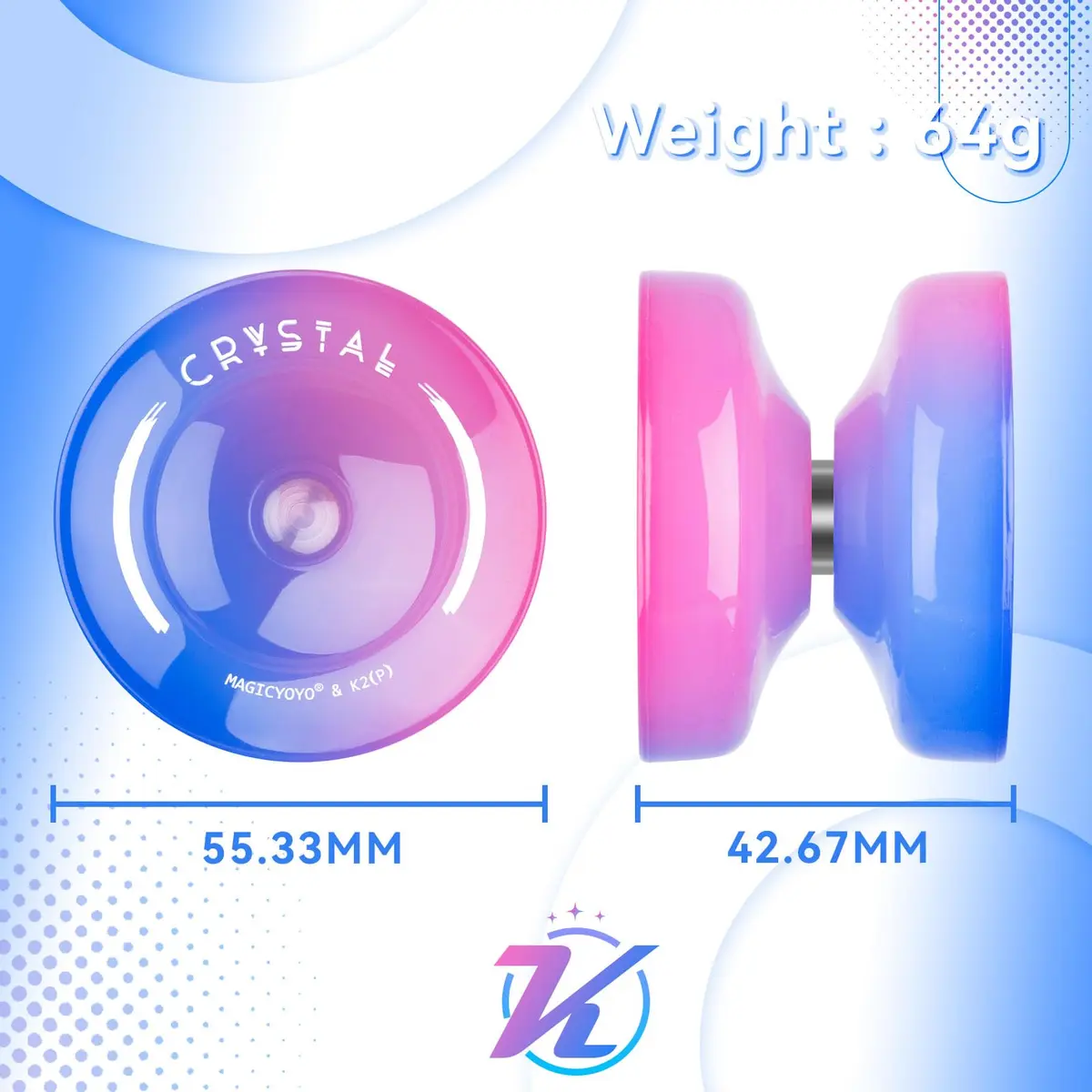 MAGICYOYO K2 Crystal Responsive Yoyo for Kids 8-12, Beginner Yo-yo with Dual Modes & Accessories (Blue Pink Gradient) - view 6