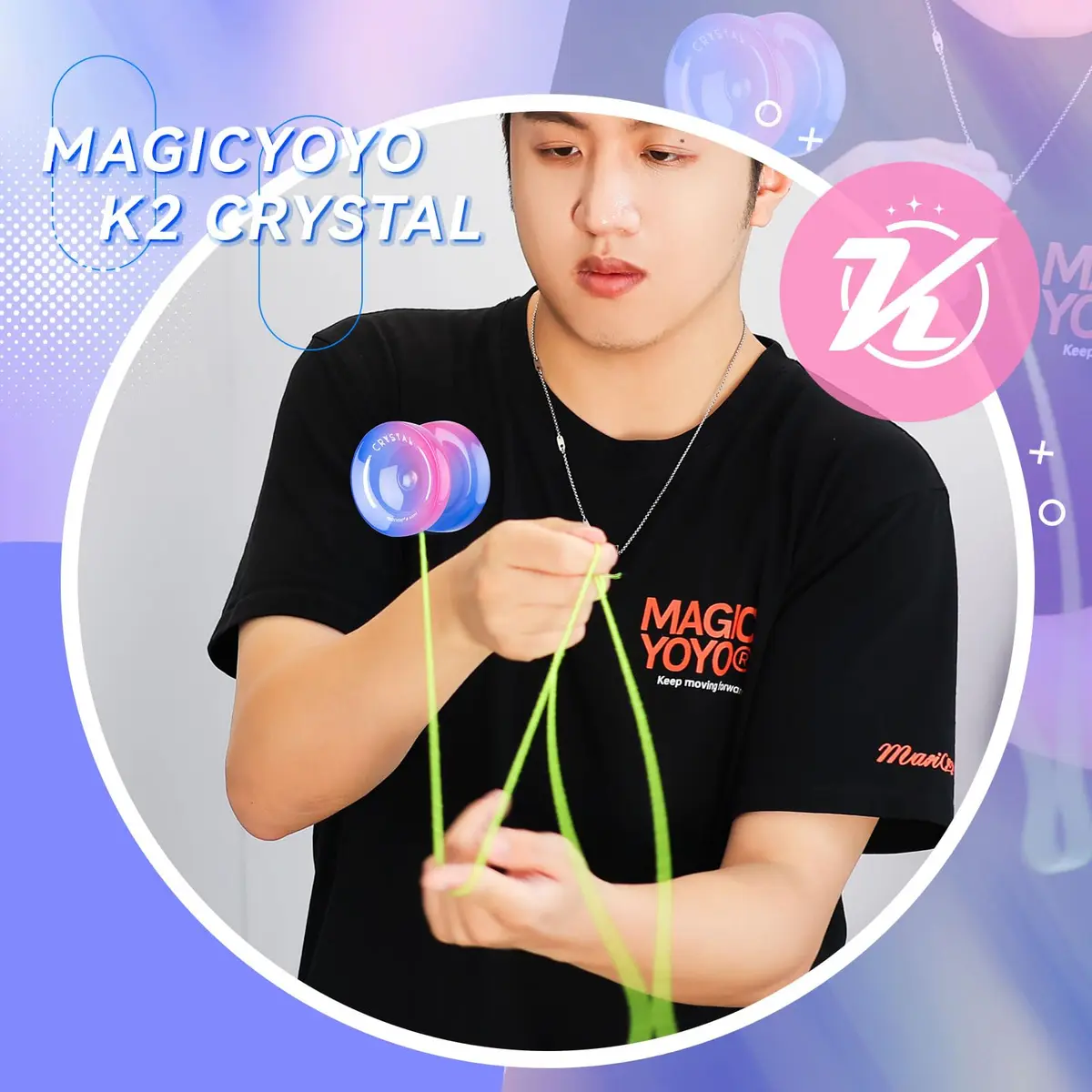MAGICYOYO K2 Crystal Responsive Yoyo for Kids 8-12, Beginner Yo-yo with Dual Modes & Accessories (Blue Pink Gradient) - view 4