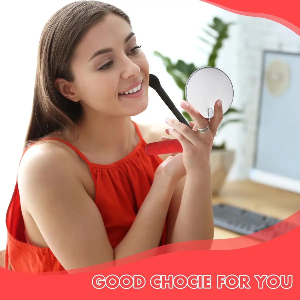 Copkim Telescoping Inspection Mirror for Mechanics,Red,Round | Adjustable Handle, 50mm Diameter, Durable Metal & Glass - view 5